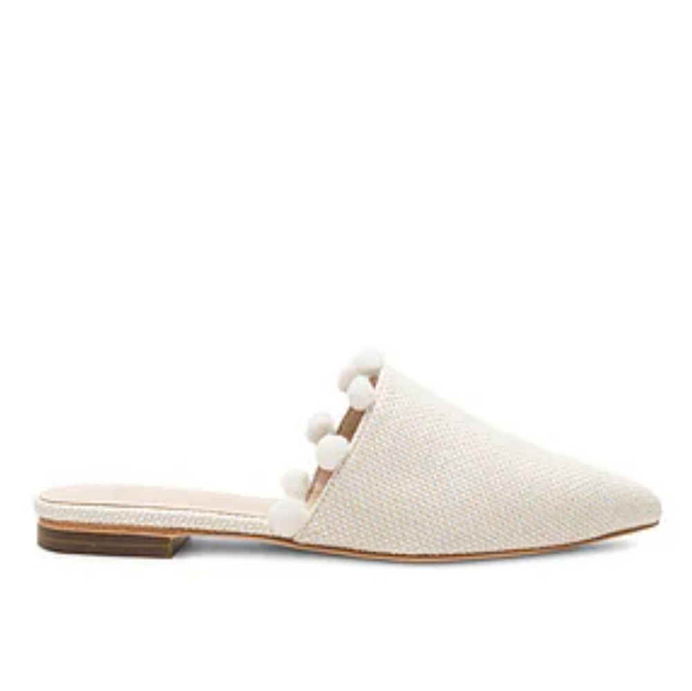 Revolve × House Of Harlow Raye Shaina Mule Size 6 Cream Pom Pom Pointed Shoes